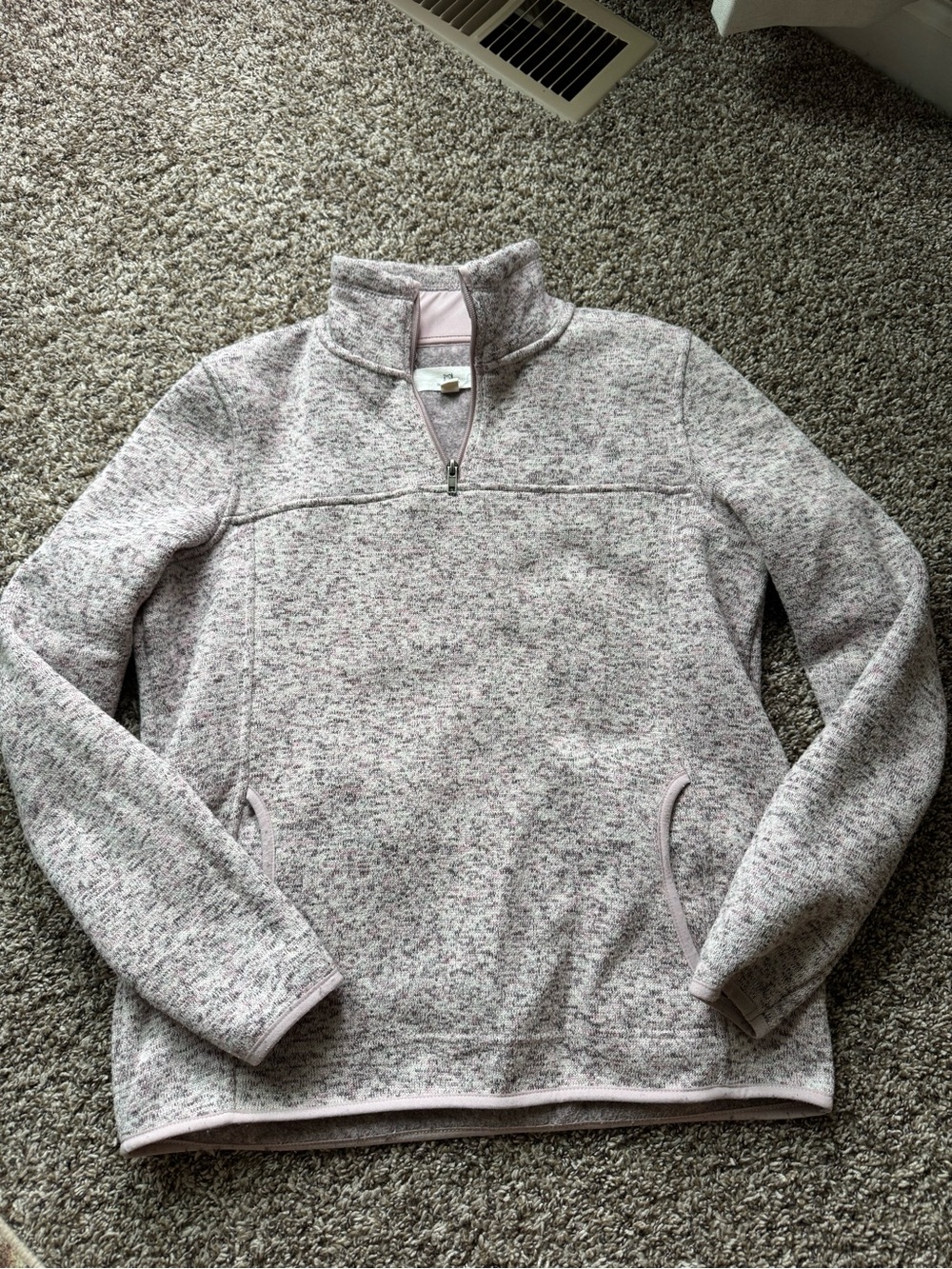 Thread & Supply Heathered Light Pink Quarter-Zip Pullover